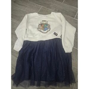 Kids Harry Potter Hogwarts Crest Dress Large 10 12 White Long Sleeve Tulle Skirt